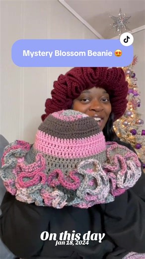 Mystery Blossom Beanie! 😍💞 I love creating fun color combos for yall! My mystery beanies are available right now, don’t miss it! 🫶🏾✨ #crochetbyk #crochetrufflebuckethat🧶 #crochetbeanie #crochethat