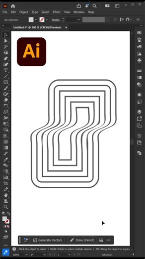 Create Abstract Line Design in Illustrator 2026 🔥 Easy Trick #Shorts #illustrator #tips #tricks