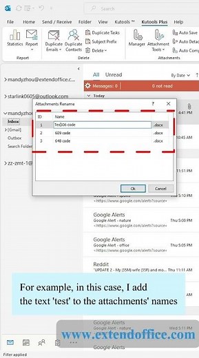 Rename Attachments in Outlook without Saving