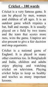 10 Lines on Cricket | Cricket Paragraph in English | Few Lines Paragraph Writing on Cricket