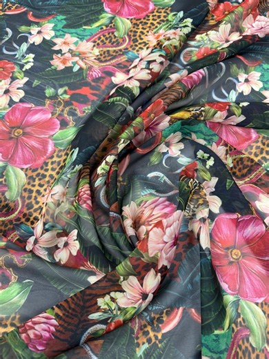 Floral Tropical Print Chiffon Fabric by the Metre - Etsy