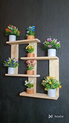 Modern Wooden Wall Shelf Design | Easy DIY Floating Plant Shelf for Home Decor #homehack #woodscraft