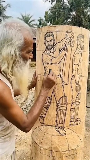 The old man and the statue #woodscraft #woodworking #woodcraft #wood