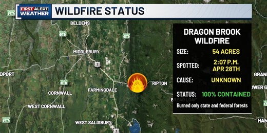 Dragon Brook wildfire in Middlebury area now 100% contained