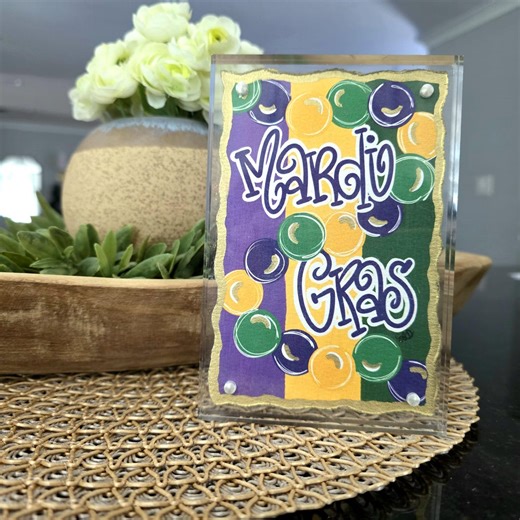 Mardi Gras Beads - Original Art Acrylic Block Frame - Etsy