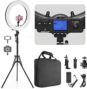 Pixel Ring Light, 19" Bi-Color LCD Display Ring Light with Stand, 55W 3000-5800K CRI≥97 Light Ring for Vlogging Selfie-Portrait Live Stream Video Photography Shooting
