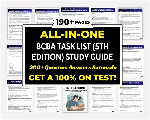 BCBA Exam Prep Study Guide: 5th Edition Task List, 300+ Questions & Answers - Etsy Canada