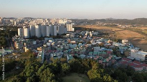 하늘에서 본 시골 도시 풍경