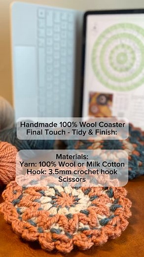 ✨And we’re done! Now let’s give our 100% wool coaster that clean, polished look. In this final step, I’ll show you how to neatly weave in the yarn tail and hide the stitches for a tidy, ready-to-use finish. 🧵🌿 This little detail makes all the difference—it’s like tying a bow on a handmade gift to yourself. 💝 If you’d like the full pattern or need help with this final step, just drop a comment or DM me! I’d love to see your finished piece too—tag me so I can cheer you on! 🥰 #hourbloomhandcraf