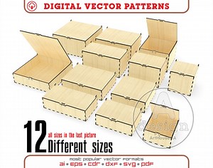 Box With Flip up Lid Vector File for Laser Cut , Storage Box Bundle 12 Different Sizes, Gift Box File, Storage Box Bundle - Etsy