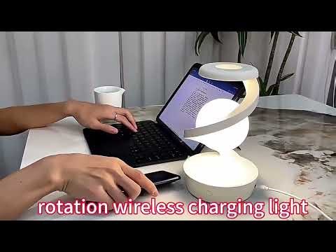 MWS Rotating Moon Desk Lamp with Wireless Phone Charging & Sensor Control