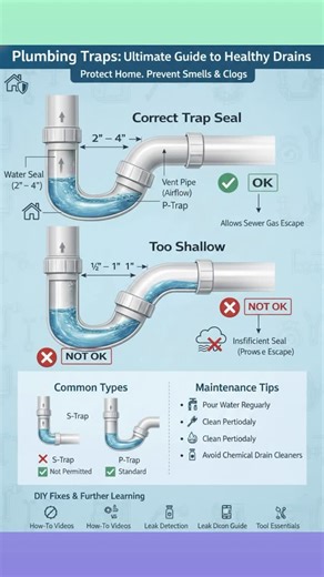 Architecture | Interior Designing | Plumbing Traps: How They Protect Your Home What You’re Looking At This diagram explains how plumbing traps work — and why correct... | Instagram