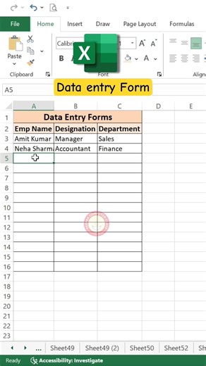 excel data entry form tricks #excel #exceltricks #exceltips #excelshortcuts #shorts #ytshorts #yt