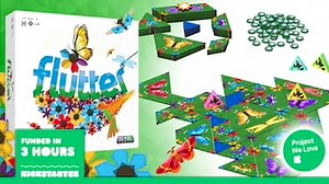 Flutter (Full video, click the link below.) https://www.kickstarter.com/projects/phaseshiftgames/flutter-0?ref=discovery_newest Prepare to set your hearts a Flutter! A vibrant tile-laying game for 2 to 5 players. "A huge home run!" -Derek F., Board Game Spotlight | Creative New Idea Gizmos