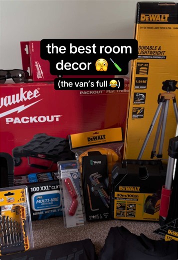 Everything I’ve bought so far since winning @Screwfix @Screwfix_Ireland trade apprentice 2026! Incredibly blessed and grateful for this experience! Definitely felt like Christmas in the van recently 😂 Let me know what other essentials I need 🫣 @DEWALT® UK & ROI boots, drill bits, laser level, tripod, bit holder, knee pads, rafter square @Milwaukee Tool Europe packout drawers, socket set, tinted glasses, flat dolly, hoover @Wera Tools UK @Wera Tool Rebels allen keys, screwdrivers, spanner, stub