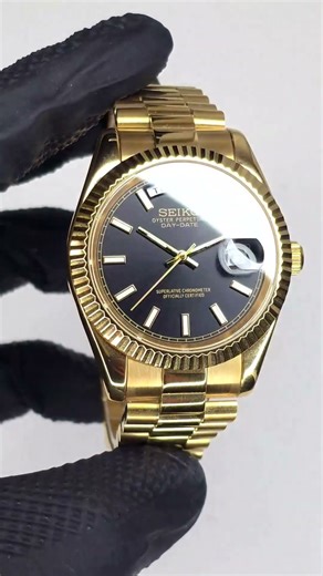 Seiko Gold Day-Date Black Dial Mod