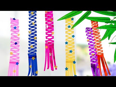 【簡単✨七夕飾り】吹き流し天の川🌌網飾りの作り方🎋【折り紙】Origami DIY