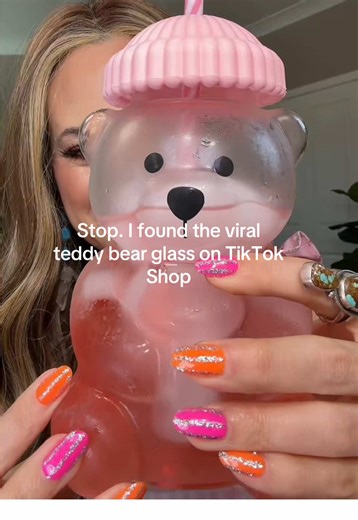 I can’t believe I found the viral teddy bear glass on TikTok shop #teddybearglass #cutefinds #giftideas #homefinds #glasscup