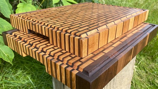 Reclaimed oak + walnut cutting boards