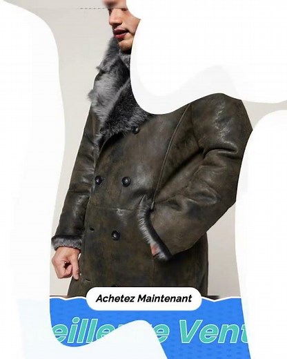 Manteau Long Fausse Fourrure Homme Double Boutonnage