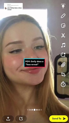 Reply to @lily_da_coolest_kid_eva Emily does a face reveal 😻😻😻 #emily #emilymemes #snapchat #facereveal #emilyonsnap #snapchatmemes