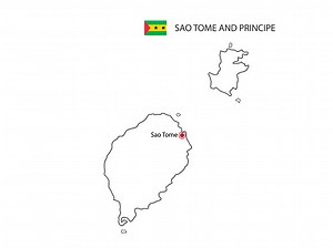 Hand draw thin black line vector of Sao Tome and Principe Map with...