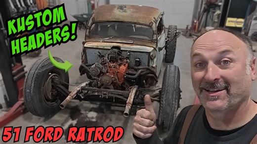 Halfass Kustoms $0 1951 Ford Rat Rod Project: Cutting Up A Functional Set Of Headers To Make Less Functional Headers - BangShift.com