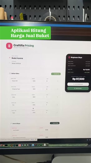 Buket Banda Aceh on Instagram: "Komen “Mau” buat aku kirimin aplikasinya. Ngga ada lagi ceritanya pusing nentuin harga jual buket. Pakai aplikasi ini, tinggal input, bisa langsung dapat angka pastinya! #usahabuket #Buket #hargajualbuket"