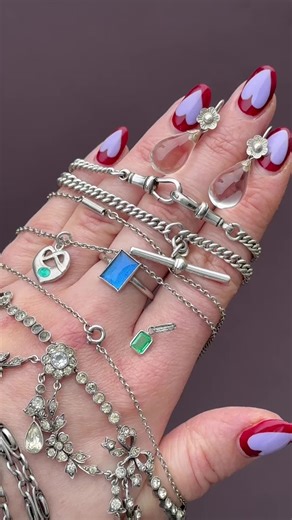 Sterling Stories: Today’s New Silver Drop!⛓️ Sterling Stories is a focused edit of antique and vintage sterling silver — pieces collected for their quality, rarity, and timeless appeal.✨ This drop brings together sterling silver paste pieces, Albertina and Albert chains, a French guard chain, and a rare Charles Horner necklace. You’ll also find Rock Crystal earrings that catch and hold the glow, alongside a substantial, heavy silver bangle made to be worn and felt.🩶 As a thank you for being a l