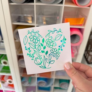 Floral Heart Sticker, Flower Permanent Vinyl Decal - Etsy