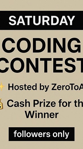learner on Instagram: "🧠 Saturday Python Coding Contest 🔥 Solve code • Use logic • Win cash 🏆 Donation optional ❤️ Learning & transparency first 💯 Stay tuned for the challenge 🚀📢 Prize amount announced before contest#PythonContest #CodingContest #Zeroo2AI #PythonChallenge #CodingCompetition #LearnPython #CodeAndWin #LogicBuilding #DevelopersIndia #StudentCoders #TechCommunity #SaturdayContest"