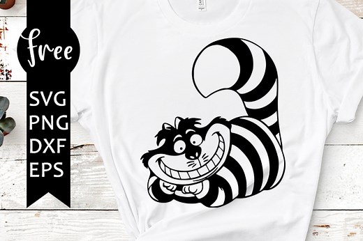 Cheshire cat svg free, alice in wonderland svg, cartoon svg, instant download, silhouette cameo, shirt design, cat svg, png, dxf 0676