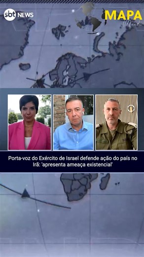 189 reactions · 54 comments | O programa Mapa Mundi conversou com o porta-voz do Exército de Israel sobre os ataques contra o Irã que o país lançou no fim da noite de quinta-feira (12). Rafael Rozennszajn afirmou que o país representa uma ameaça real à existência do Estado de Israel e a decisão de enriquecer mais urânio levou Tel Aviv a agir. #sbtnews #mapamundi #iran | SBT News | Facebook