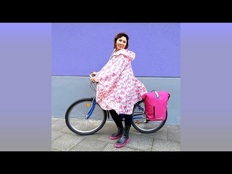 Regenponcho bunt damen video wasserdicht für Fahrradfahren weit, leicht mit extra tasche