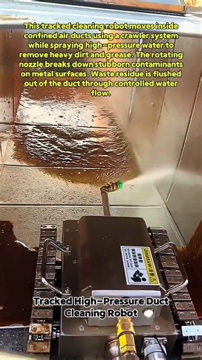 Tracked Robot Power-Washes Industrial HVAC Ducts in Tight Spaces #ductcleaning #robottech #hvacjob