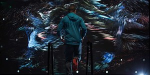 This Nike running installation transforms portraits into moving particles