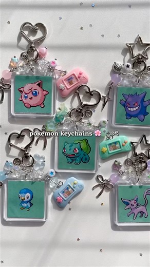 pokemon keychains 🌸 ˚⊹౨ৎ #handmadejewelry #smallbusiness #aesthetic #pokemon #smallbiz #keychainz