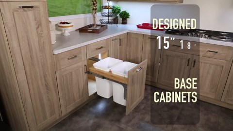 Rev-A-Shelf Top Mount Double Pullout Under Cabinet 50 Quart Kitchen Trash Cans w/Soft-Close for Full Height Cabinet, 150 Pound Rated Full-Extension Slides, 4WCTM-2150BBSCDM-2