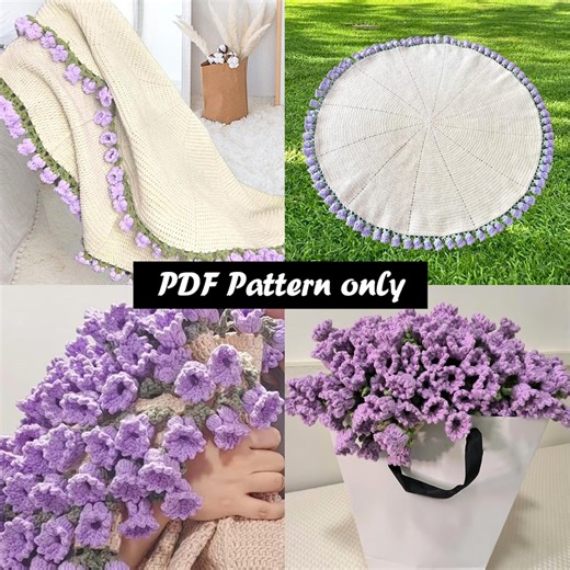 Blanket Flower Bouquet Crochet Pattern PDF – Provide Video Explanations,crochet Purple Lily of the Valley Bouquet Blanket - Etsy
