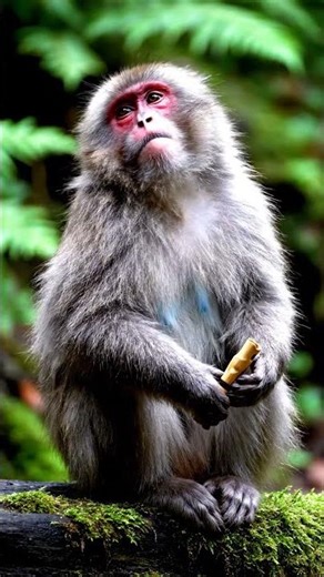 monkey hears its own sound and bursts out laughing