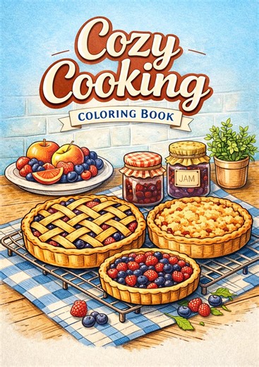 Cozy Cooking Coloring Book for Adults Kitchen Baking Scenes Rustic Home Relaxation Pages (7 Pages) - Etsy