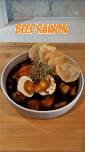 Rawon Slow-simmered beef in a rich, aromatic black broth. Served with bean sprouts, salted egg, sambal, fried shallots, and spring onion. Comfort in a bowl. Ingredients • Beef (chuck / brisket), cubed • Lemongrass • Keffir Leaves Blend • Garlic • Shallots • Galangal • Coriander • Turmeric • Black keluak • Salt,msg & sugar to taste • Water / beef stock Toppings •Blanched bean sprouts •Tomato •Salted egg •Salted egg •Fried shallots •Spring onion, finely sliced Method 1. Sauté garlic and shallots u