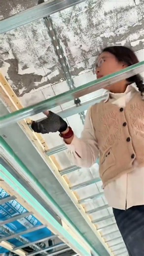 The process of installing metal frames for gypsum ceiling construction #construction #viral