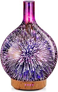 Porseme Rose Gold Essential Oil Diffuser 3D Glass Aromatherapy Ultrasonic Humidifier, Waterless Auto-Off, Timer Setting, BPA Free, Air Refresh for Home Hotel Yoga Leisure SPA Gift 150ml