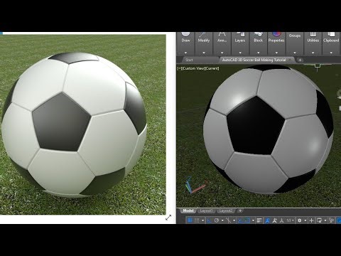 Making 3D Football in AutoCAD with Best Rendering | AutoCAD 3D Modeling Tutorial