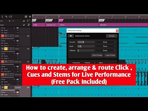 How to create, arrange & route Click , Cues and Stems for Live Performance (Free Pack Included)