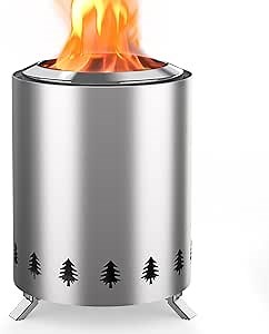 Tabletop Smokeless Fire Pit, Portable Camping Stove for Outdoor & Patio, Fueled by Pellets or Wood, Safe Burning Table Top Firepit with Travel Bag