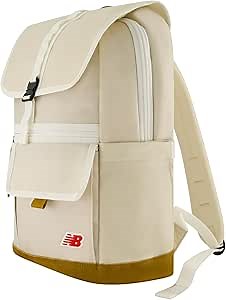 Concept One New Balance Flap Backpack, Legacy Icon Commuter Travel Bag for Men and Women, Off White, 19 Inch