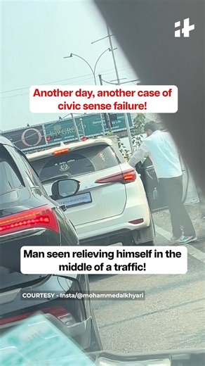 Caught on camera: Man steps out of his car to urinate on a road divider!🚨 | Indiatimes