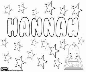 Hannah, female name coloring page printable game